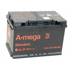Автомобильный аккумулятор A-mega Standart 74 А/ч обр/п.